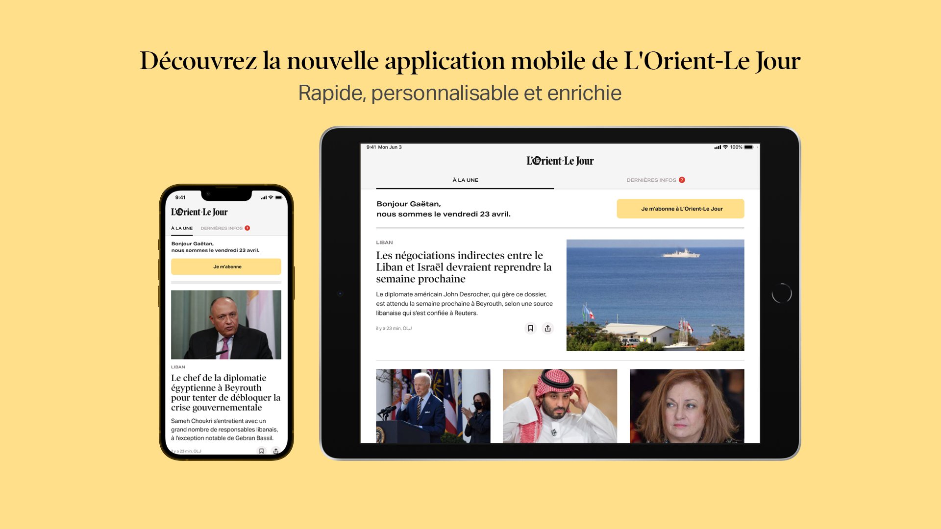 Découvrez la nouvelle appli de L'OLJ - L'Orient-Le Jour