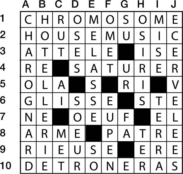Solutions des mots croisés du précédent numéro
