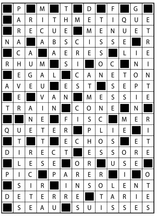 Solutions des mots fléchés du précédent numéro