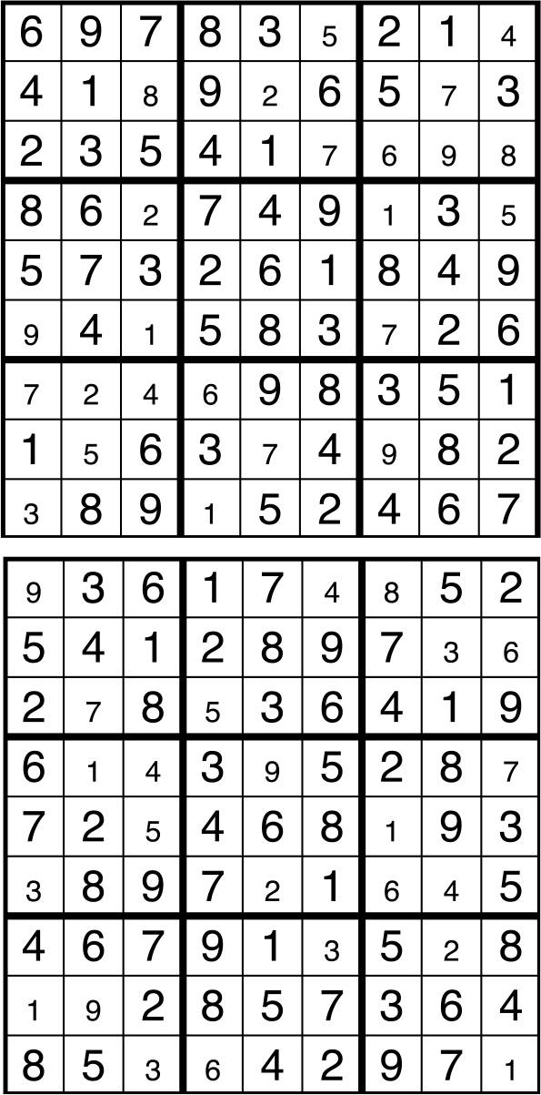 Solutions des sudokus du précédent numéro