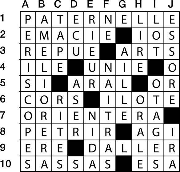 Solutions des mots croisés du précédent numéro
