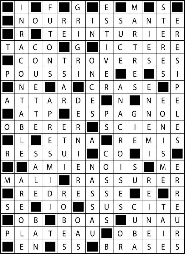 Solutions des mots fléchés du précédent numéro
