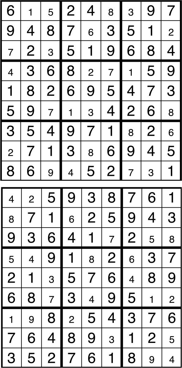 Solutions des sudokus du précédent numéro