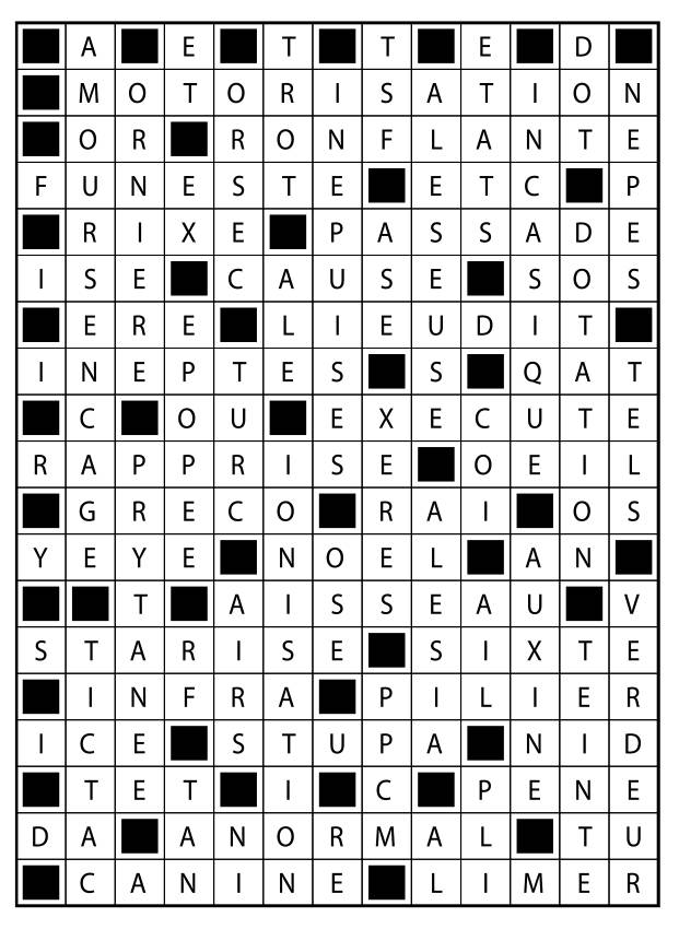 Solutions des mots fléchés du précédent numéro