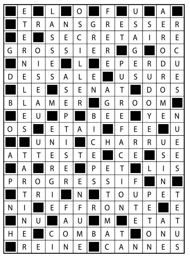 Solutions des mots fléchés du précédent numéro