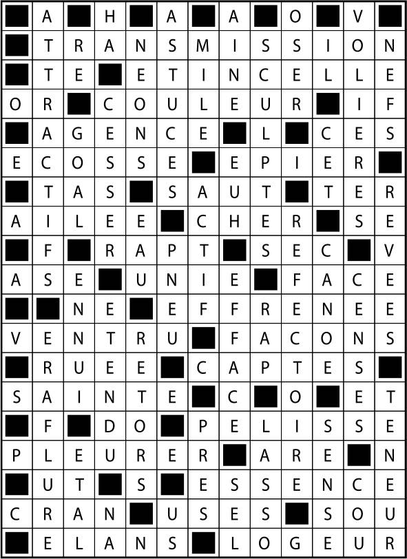 Solutions des mots fléchés du précédent numéro
