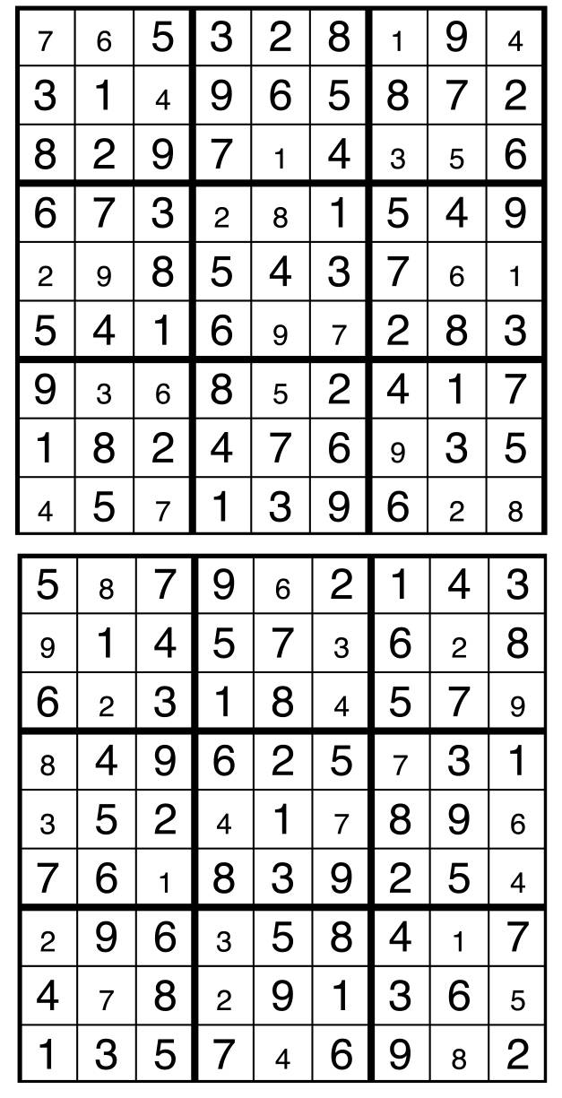 Solutions des sudokus du précédent numéro