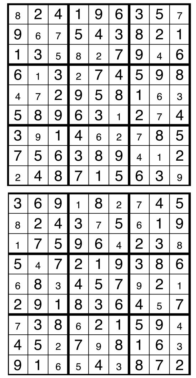 Solutions des sudokus du précédent numéro
