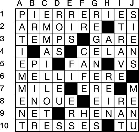 Solutions des mots croisés du précédent numéro