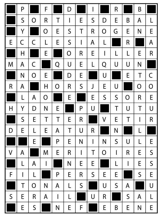 Solutions des mots fléchés du précédent numéro