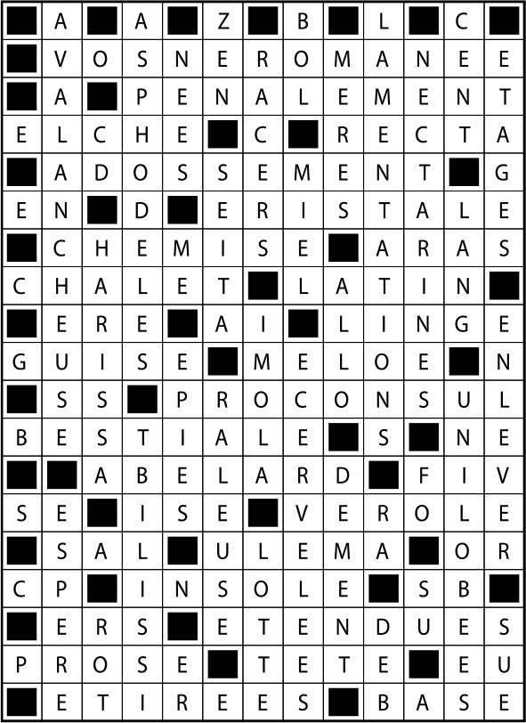 Solutions des mots fléchés du précédent numéro