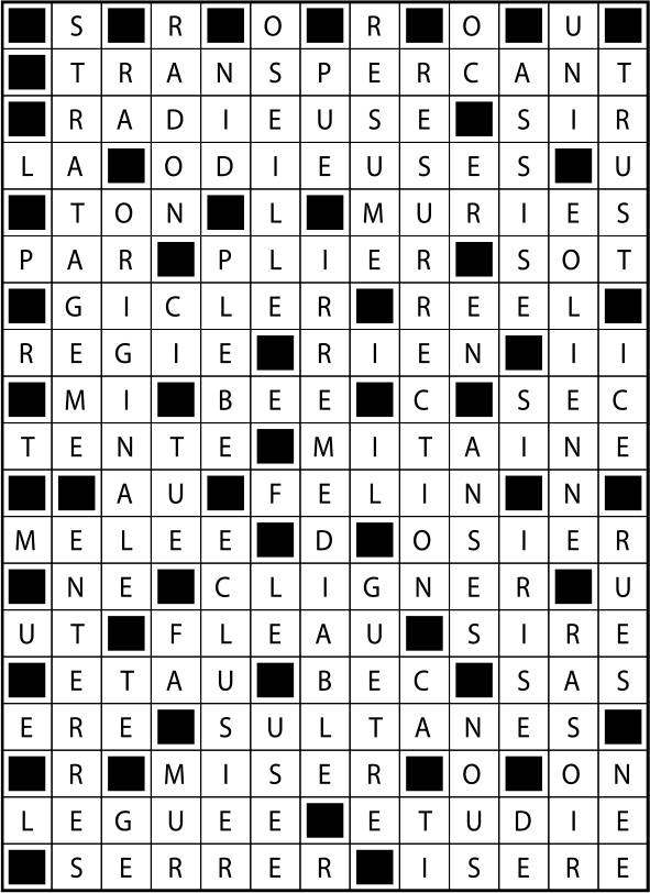 Solutions des mots fléchés du précédent numéro