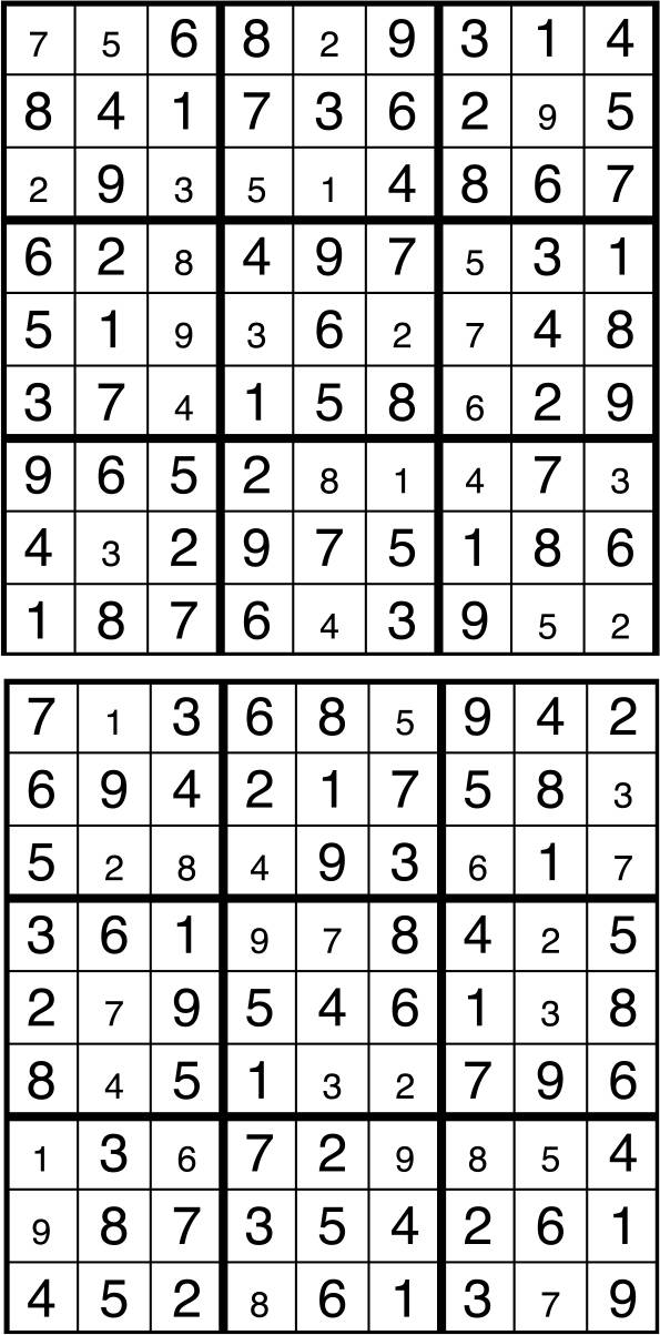 Solutions des sudokus du précédent numéro