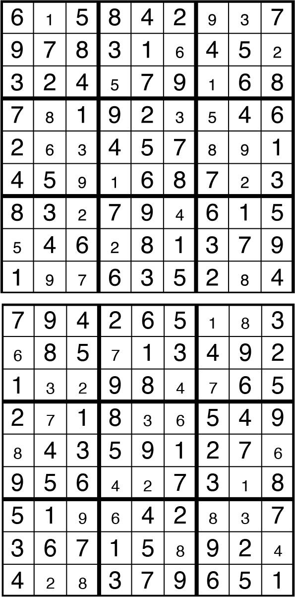 Solutions des sudokus du précédent numéro