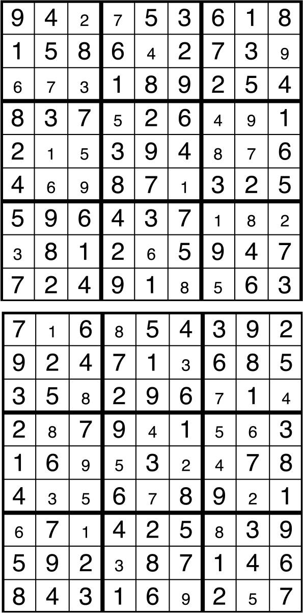 Solutions des sudokus du précédent numéro