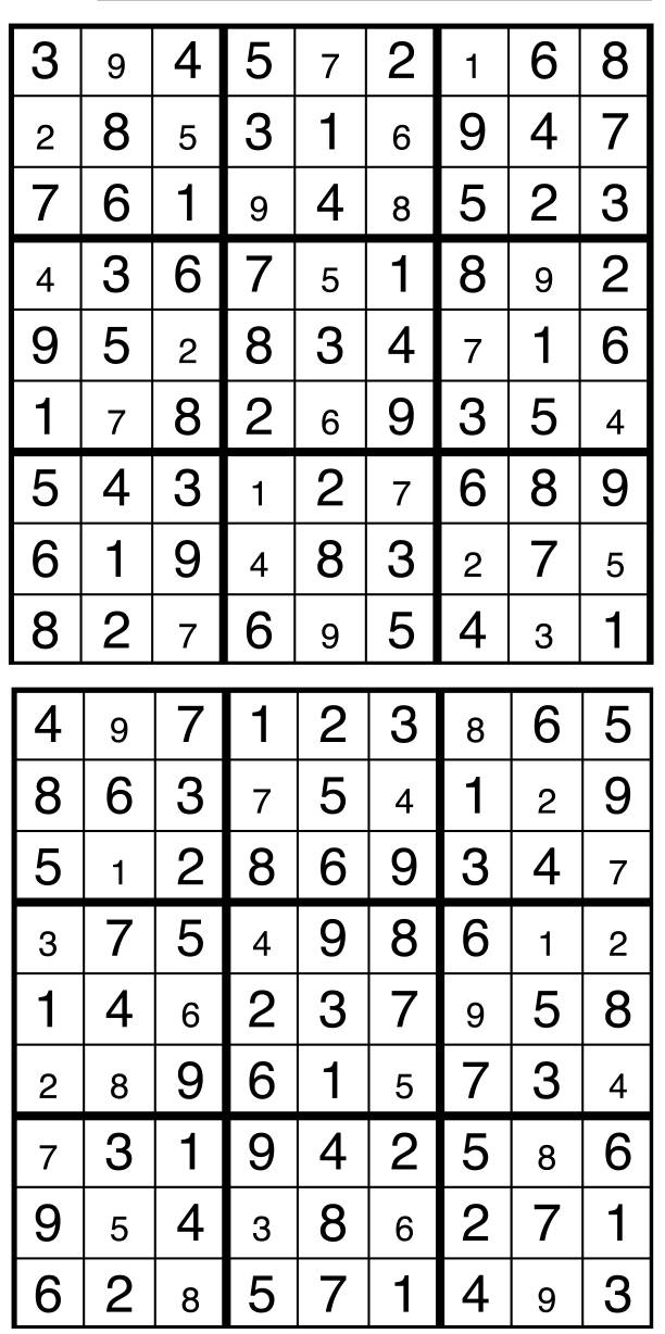 Solutions des sudokus du précédent numéro
