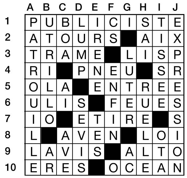 Solutions des mots croisés du précédent numéro
