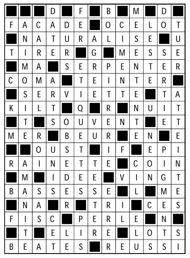 Solutions des mots fléchés du précédent numéro