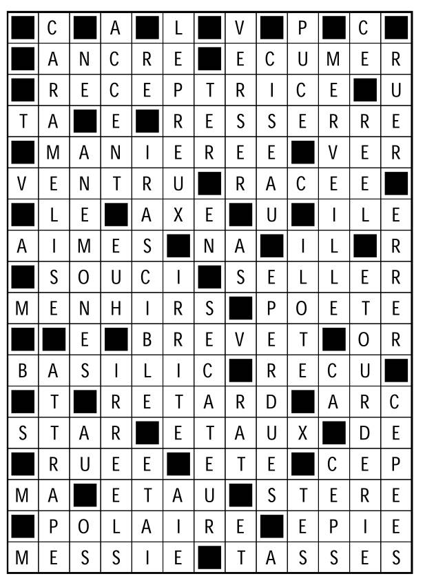 Solutions des mots fléchés du précédent numéro