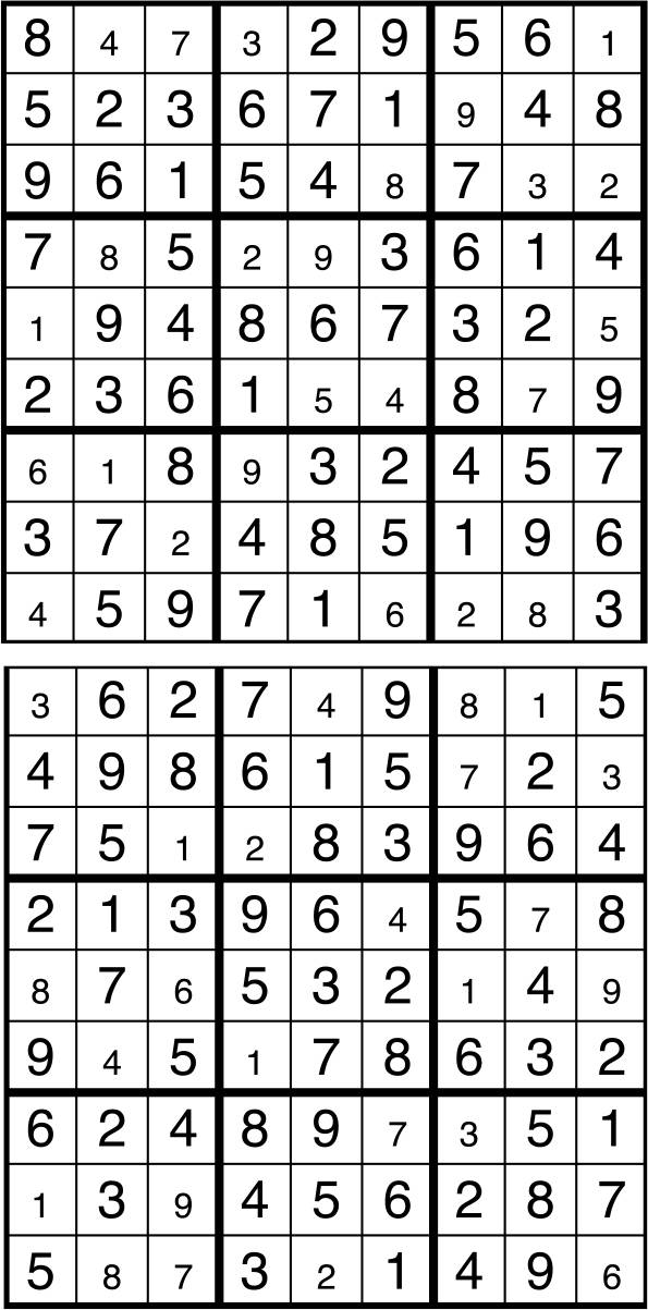 Solutions des sudokus du précédent numéro