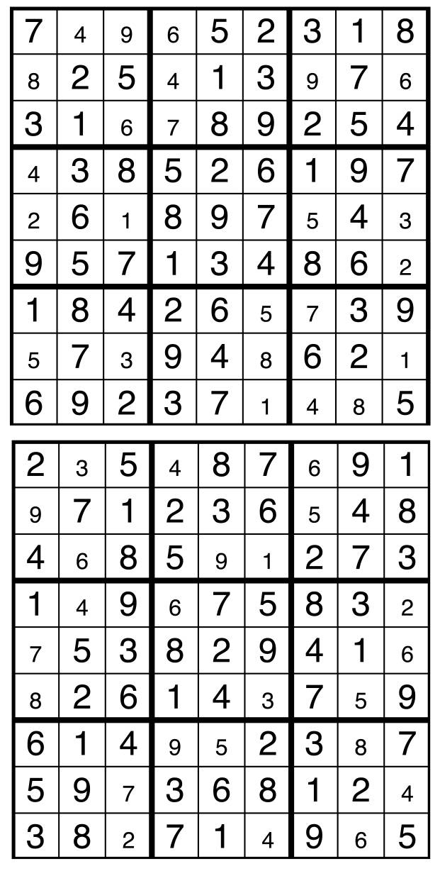 Solutions des sudokus du précédent numéro