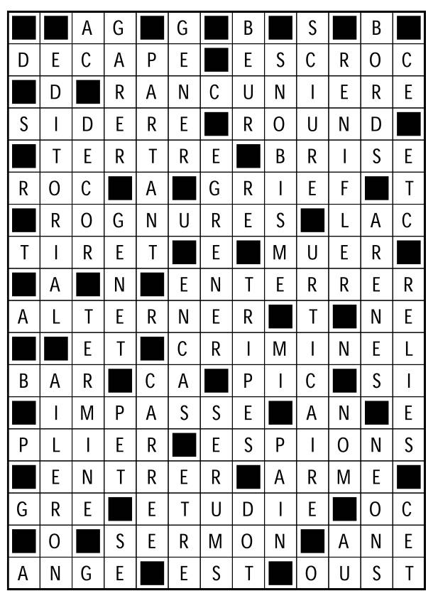 Solutions des mots fléchés du précédent numéro