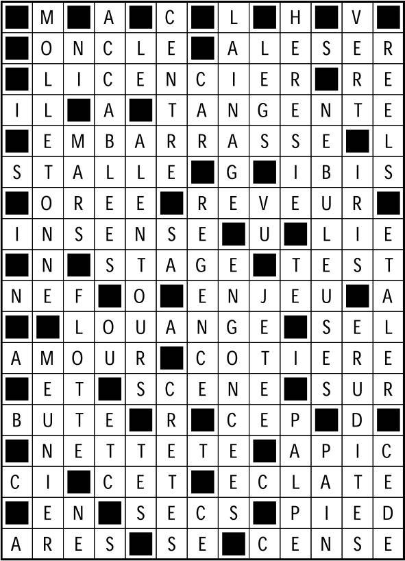 Solutions des mots fléchés du précédent numéro