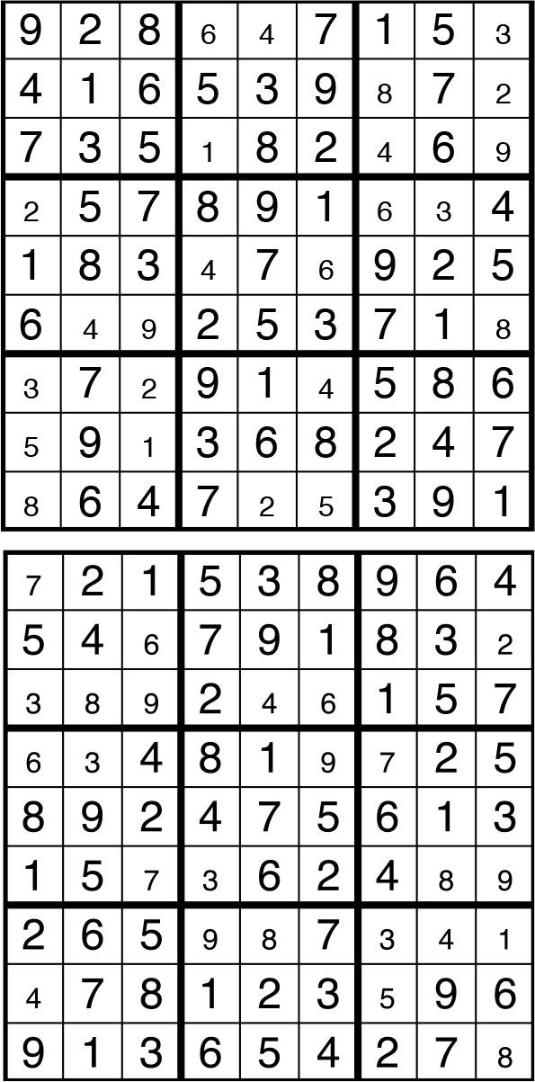 Solutions des sudokus du précédent numéro