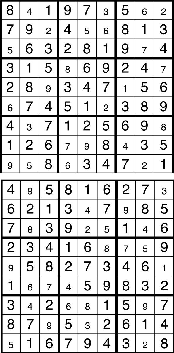 Solutions des sudokus du précédent numéro