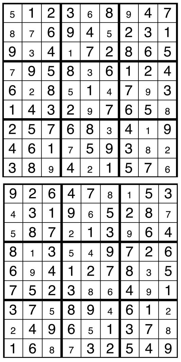 Solutions des sudokus du précédent numéro