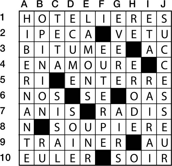 Solutions des mots croisés du précédent numéro