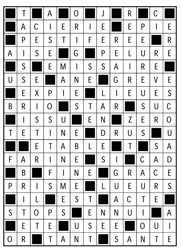Solutions des mots fléchés du précédent numéro