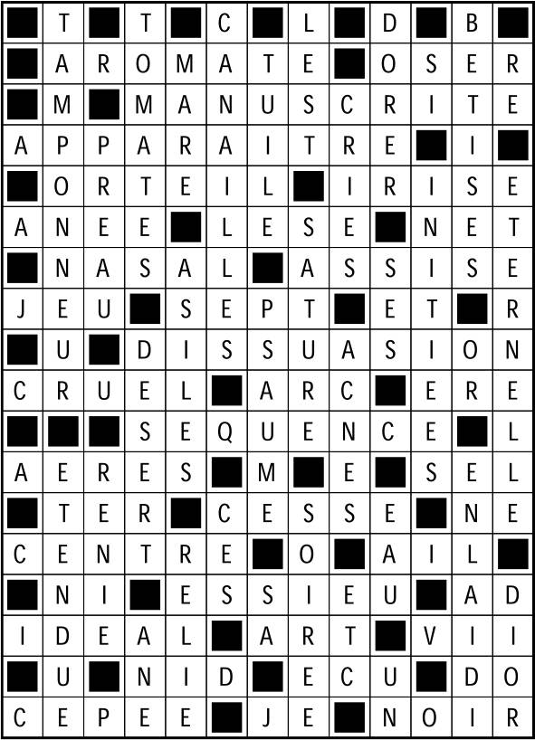 Solutions des mots fléchés du précédent numéro