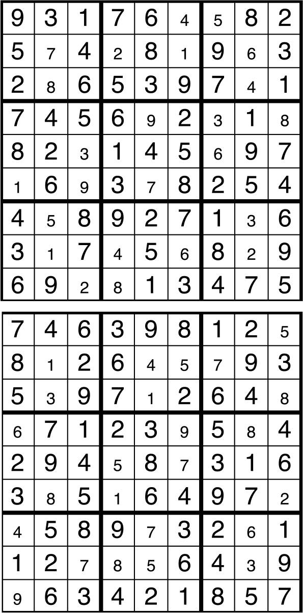 Solutions des sudokus du précédent numéro