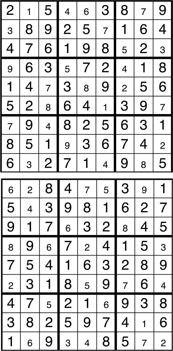 Solutions des sudokus du précédent numéro