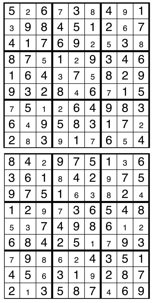 Solutions des sudokus du précédent numéro