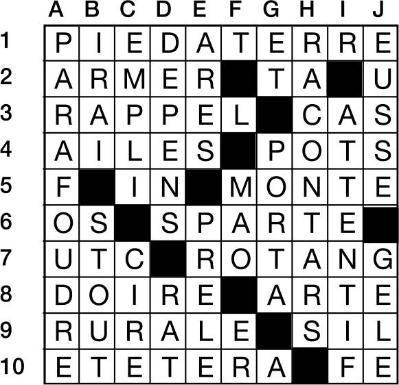 Solutions des mots croisés du précédent numéro