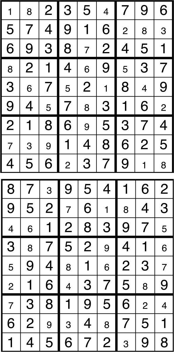 Solutions des sudokus du précédent numéro