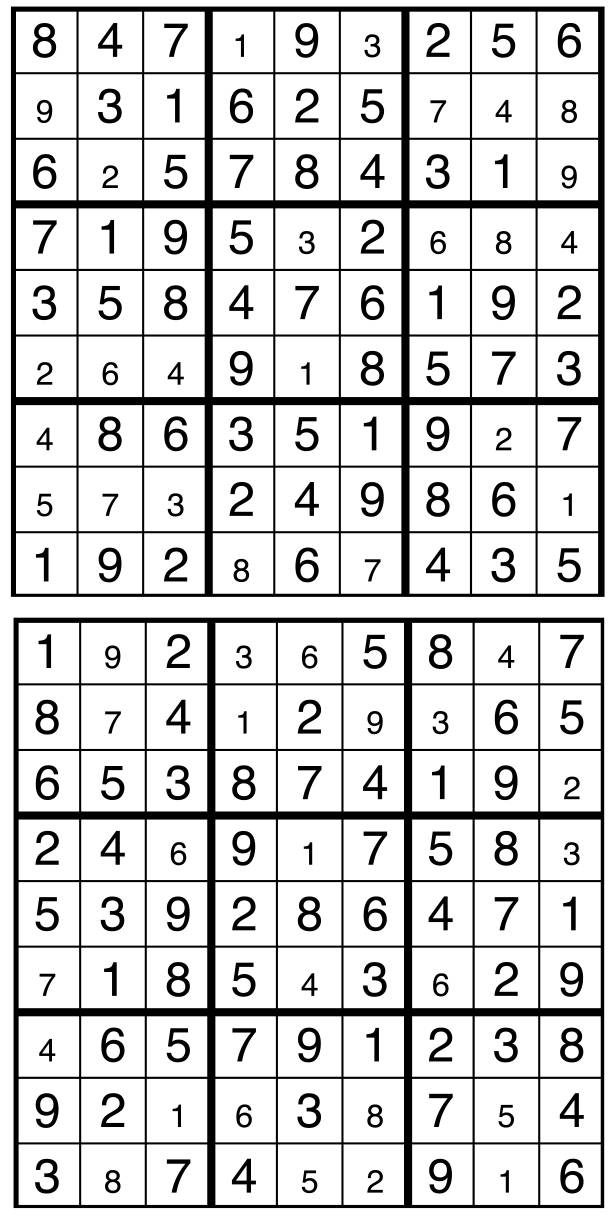 Solutions des sudokus du précédent numéro