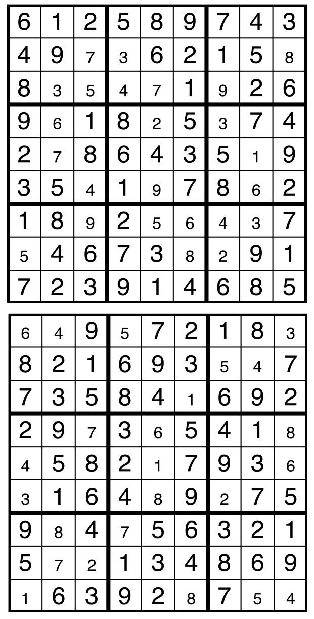 Solutions des sudokus du précédent numéro