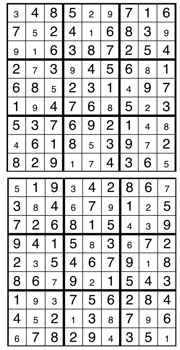 Solutions des sudokus du précédent numéro