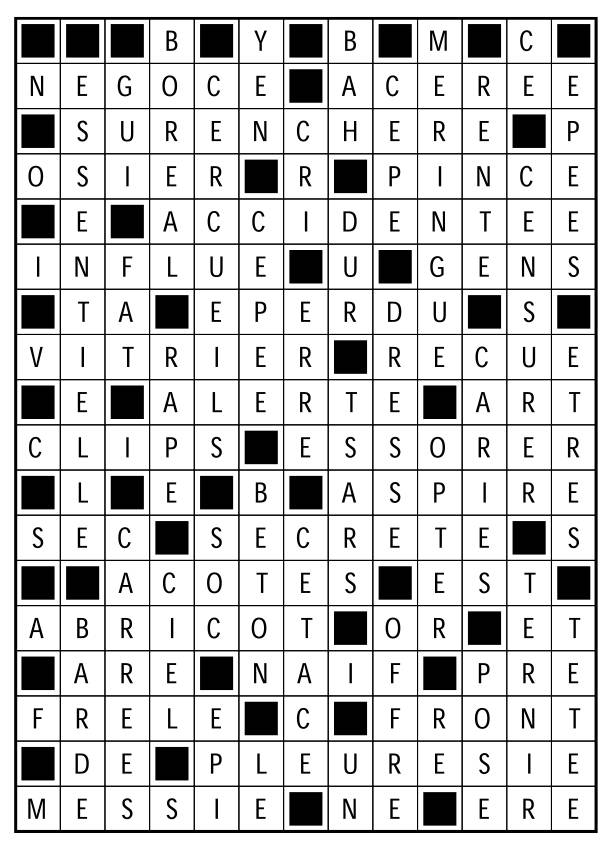 Solutions des mots fléchés du précédent numéro