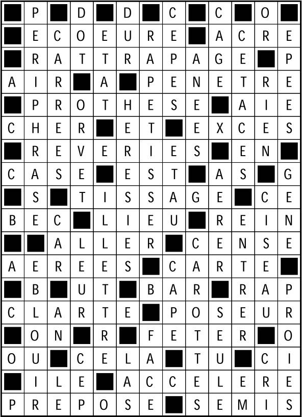 Solutions des mots fléchés du précédent numéro