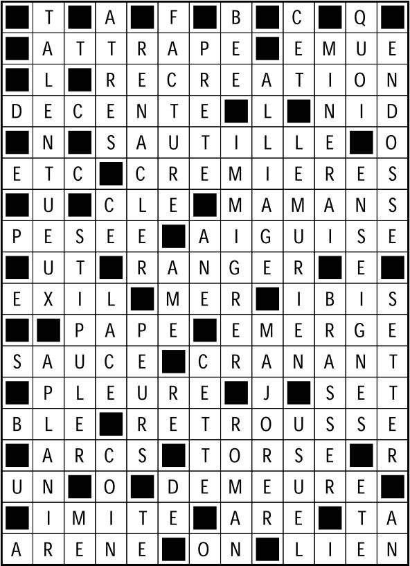 Solutions des mots fléchés du précédent numéro