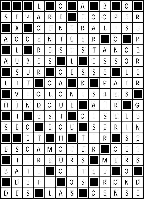 Solutions des mots fléchés du précédent numéro