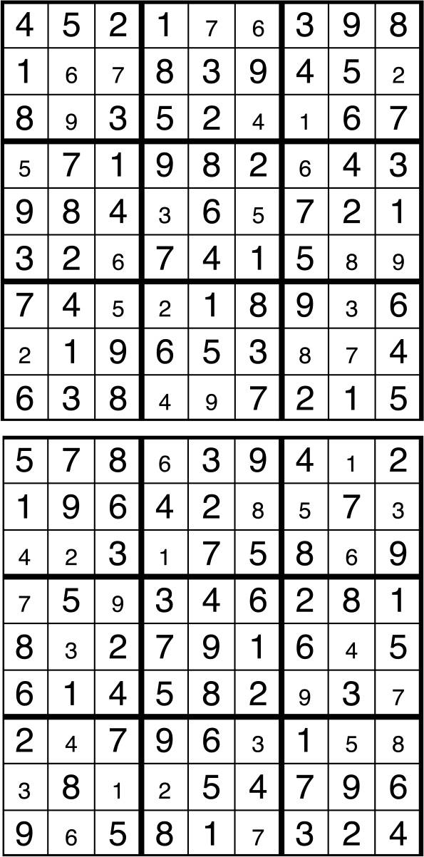 Solutions des sudokus du précédent numéro