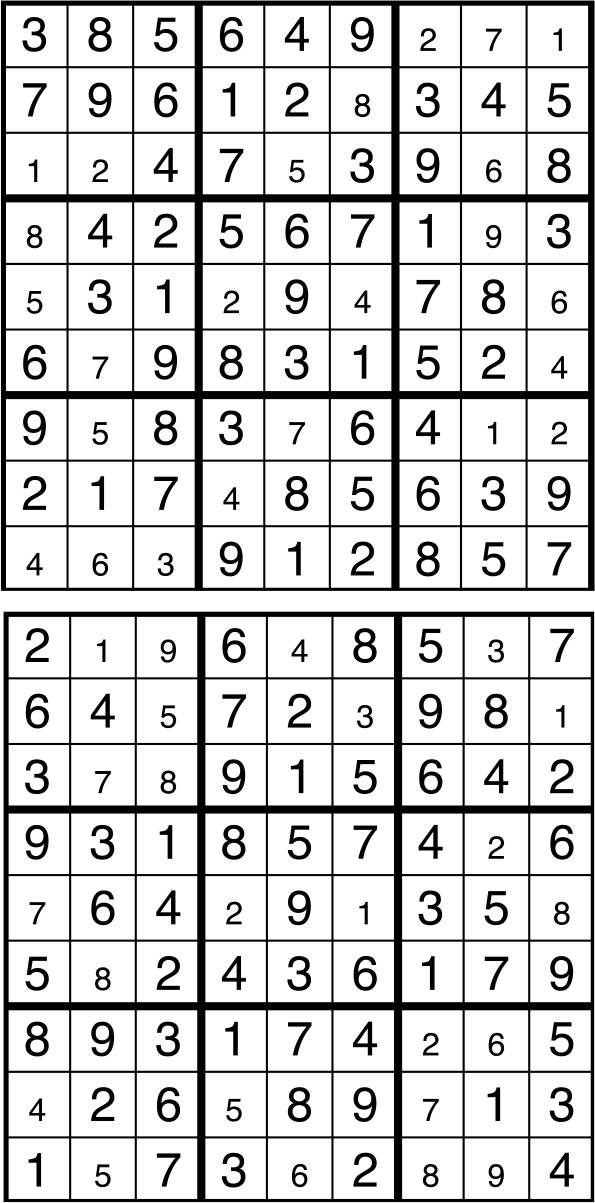 Solutions des sudokus du précédent numéro