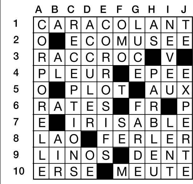 Solutions des mots croisés du précédent numéro
