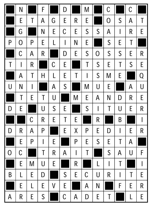 Solutions des mots fléchés du précédent numéro