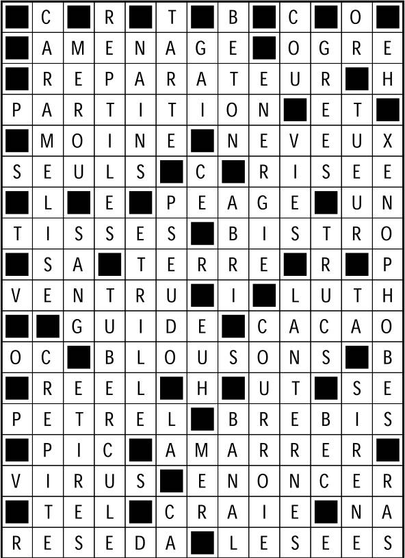 Solutions des mots fléchés du précédent numéro